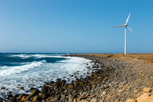Image of wind turbines as alternative eco-friendly energy source at Gran Canaria. Modern technology theme. - Photo, Image