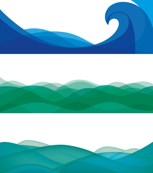 Ocean waves textures set - Vector, Image