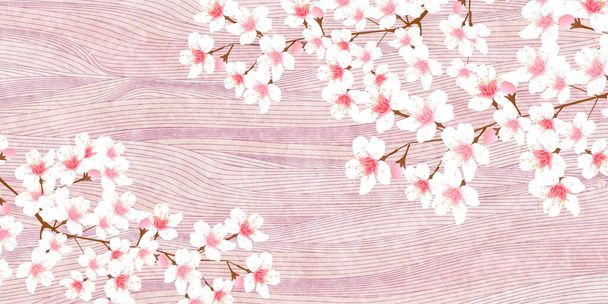 Cherry Blossom spring Japanese pattern background - Vetor, Imagem