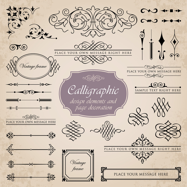 Calligraphic design elements and page decoration set 2 - Vetor, Imagem