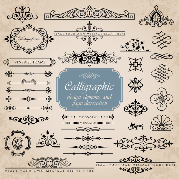 Calligraphic design elements and page decoration set 3 - Вектор,изображение