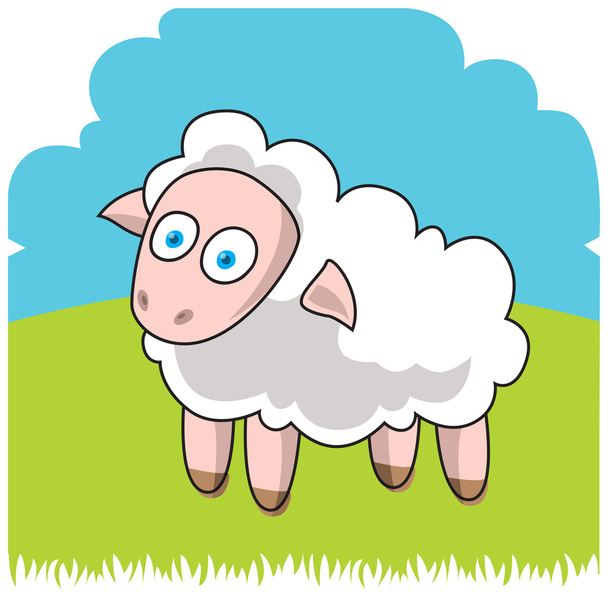 Funny farm. Cartoon lamb, sheep. Vector illustration. - Vektor, kép