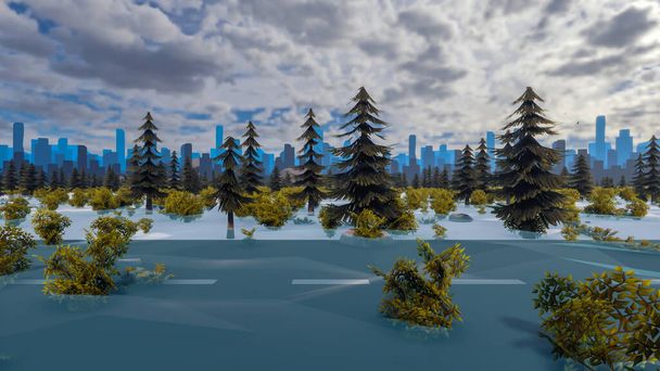 Graafiset resurssit kestävän kehityksen tavoitteisiin biologinen monimuotoisuus kasvava talous ja ekologia 3D tehdä ja matala poly - Valokuva, kuva