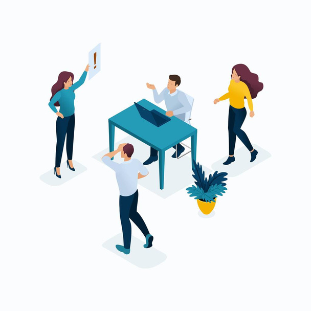 Isometric concept templates for business solutions, startup, planning and strategy. Modern vector illustration concepts for website. - Vector, Image
