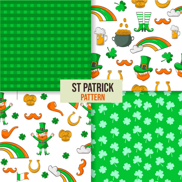 Seamless pattern set for St. Patrick's Day - Vektör, Görsel