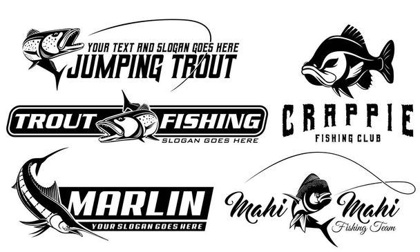 Fishing Logo Bundle Template. unique and Fresh Fish fishing logo bundle template. great to use as your fishing company logo. - Vektor, kép