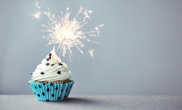 Cupcake with a sparkler - Photo, Image