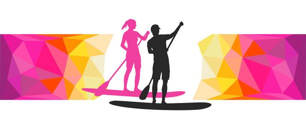Paddleboard graphic for use as a template for flyer or for use in web design. - Διάνυσμα, εικόνα
