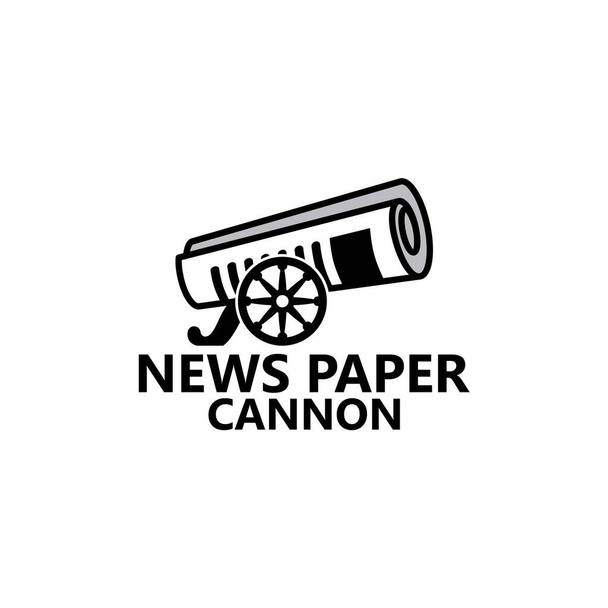 News Paper Cannon Logo Template Design - Vetor, Imagem