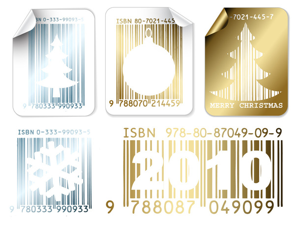 aantal zaken christmas zilver en gouden etiketten - Vector, afbeelding