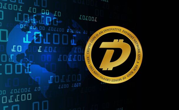 digibyte-dgb virtual currency image in the digital background. 3d illustrations. - Photo, Image