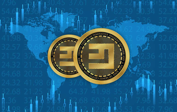 Bilder der virtuellen Währung emercoin-emc. 3D-Illustration - Foto, Bild