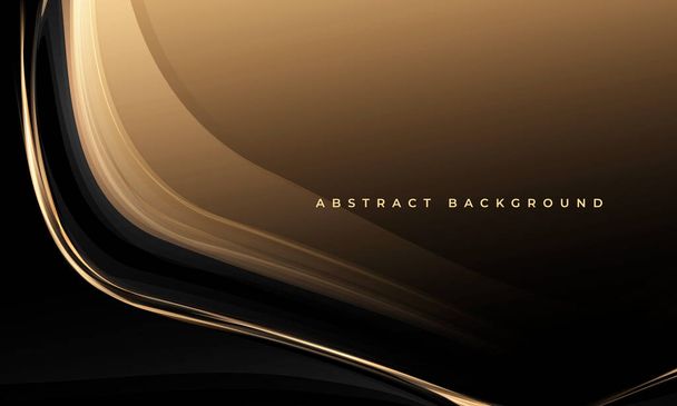 Abstract luxury black and gold wavy background. Vector illustration - Vetor, Imagem