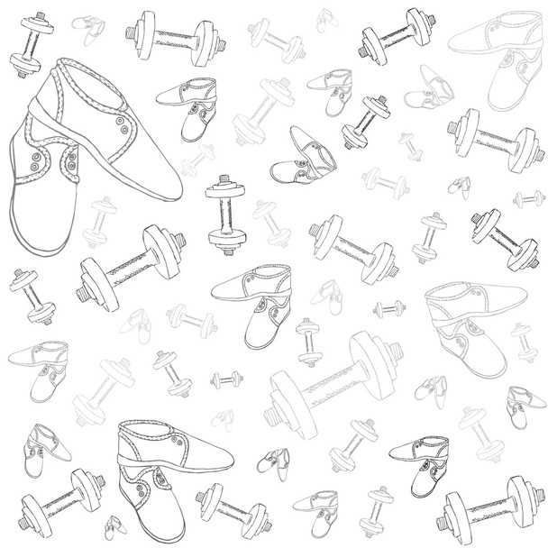 Sombrillas y zapatos para deportes, patrón vectorial
 - Vector, imagen