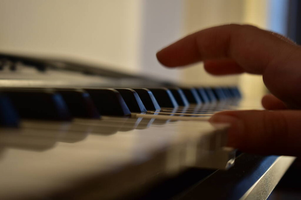 Pianist fingers shown on a close up as playing piano - Φωτογραφία, εικόνα