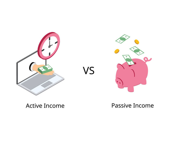 passive income compare with active income earned through effort or output - Vektor, kép