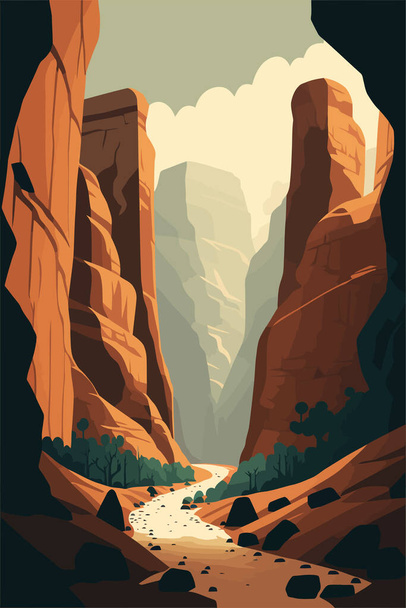 vector illustration landscape view grand canyon Monument Valley, Arizona - Διάνυσμα, εικόνα