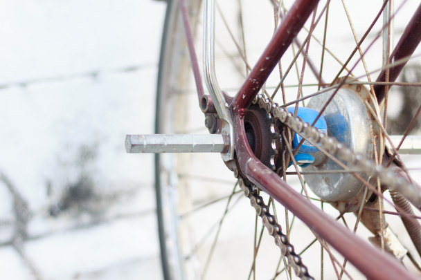 Detail of a Vintage Bike wheel with background texture - Fotó, kép