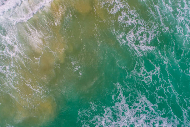 Aerial view sea beach wave white snad summer vacation nature background - Photo, Image
