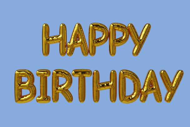 birthday party decoration typo foil balloons,3d rendering - Foto, imagen