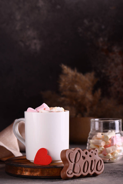 hot chocolate with marshmallows valentines day - Fotó, kép