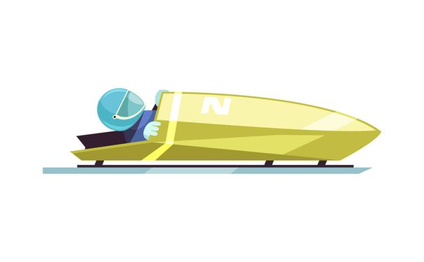 Athlete during bobsleigh competition flat vector illustration - Vector, imagen