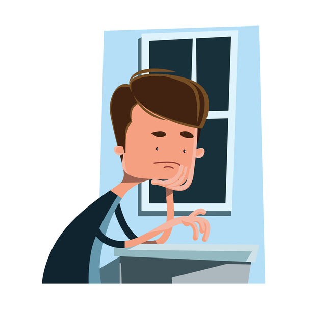 Man waiting next to a window vector illustration cartoon character - Vector, Image