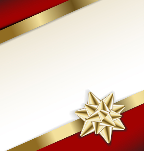 lazo dorado sobre una cinta con fondo blanco y rojo
 - Vector, Imagen