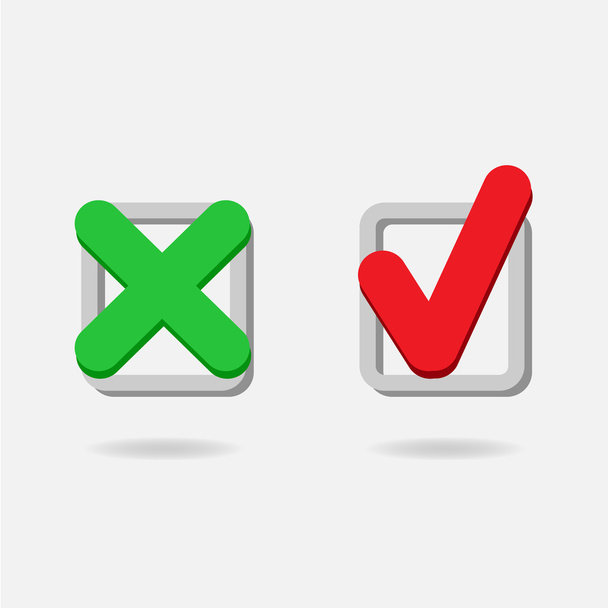 Marque el icono correcto e incorrecto ideal para cualquier uso. Vector EPS10
. - Vector, Imagen