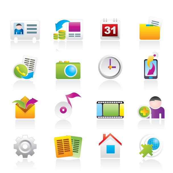 Mobile phone menu icons - Vector, imagen