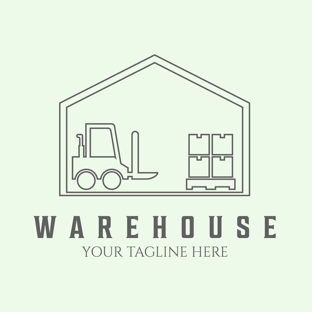 warehouse office logo line art symbol minimalist design icon - Vector, imagen