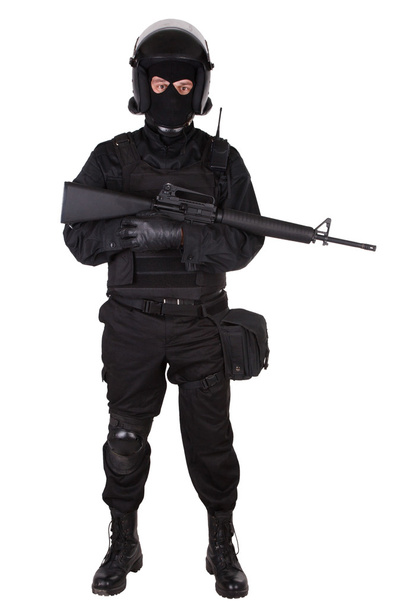 Riot police officer in uniform - 写真・画像