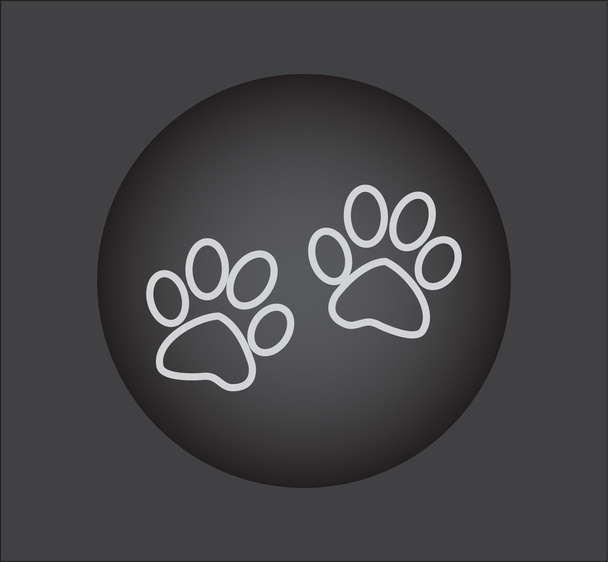 Animal paw prints icons, web icon. black button - Vector, Image