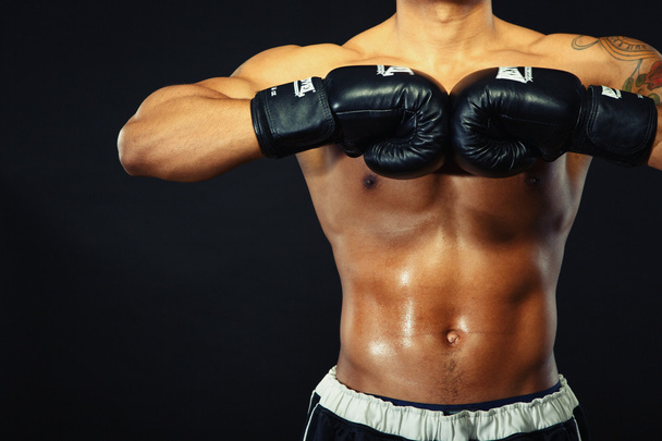 Handsome boxer posing in boxing gloves - Foto, imagen