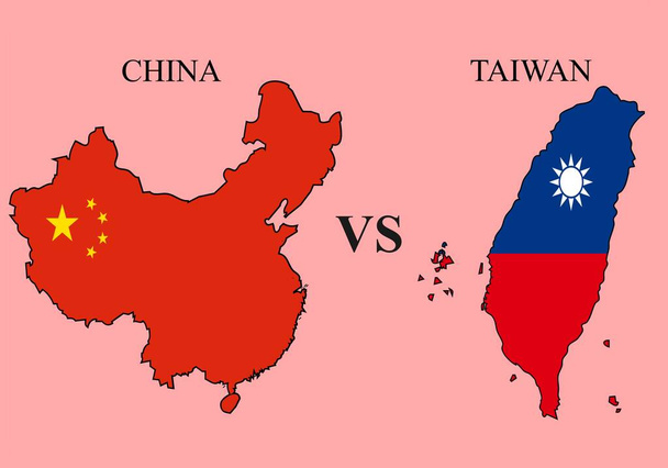 Kiina VS Taiwan. Talous. Maailmanlaajuinen supervalta. Vector Illustration Graafinen suunnittelu. - Vektori, kuva