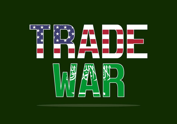 Trade War. United States Of America and Saudi Arabia. Global Superpower. Economy. Vector Illustration Graphic Design. - Vecteur, image