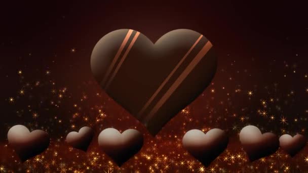 Video of floating chocolate hearts, Valentine's Day - Materiał filmowy, wideo