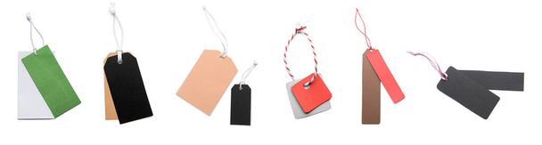 Collection of blank shopping tags on white background - Φωτογραφία, εικόνα