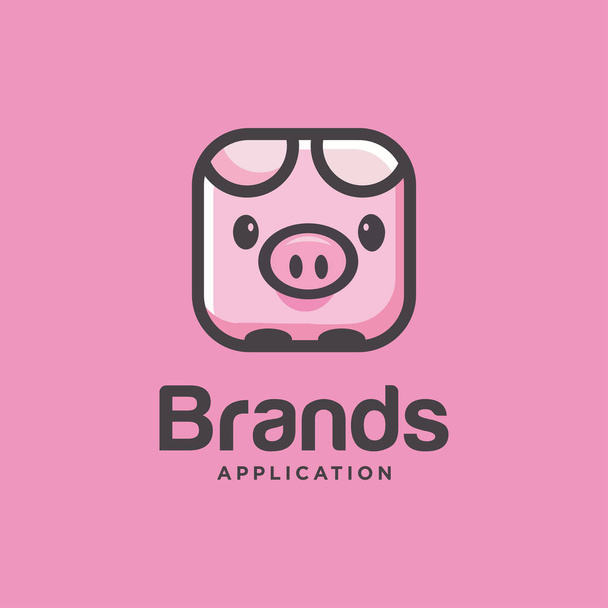 pig logo template vector illustration icon element isolated on pink background - Vettoriali, immagini