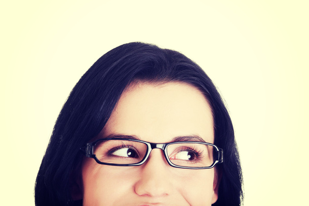 Females face with eyeglasses. - 写真・画像