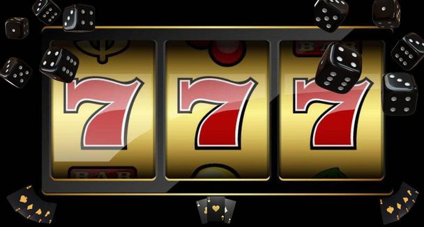 casino gambling. jackpot and lucky cards. vector illustration on black background - Zdjęcie, obraz