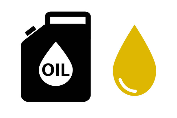 Kerosene polyethylene tank and kerosene water droplet icon. Editable vector. - Vector, Image
