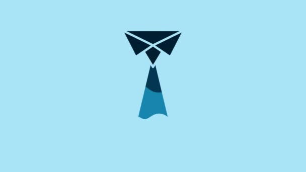 Blue Tie icon isolated on blue background. Necktie and neckcloth symbol. 4K Video motion graphic animation. - Imágenes, Vídeo