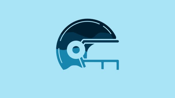 青色の背景に隔離された青いアメリカのサッカーヘルメットアイコン。4Kビデオモーショングラフィックアニメーション. - 映像、動画