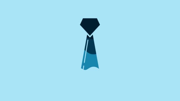 Blue Tie icon isolated on blue background. Necktie and neckcloth symbol. 4K Video motion graphic animation. - Imágenes, Vídeo