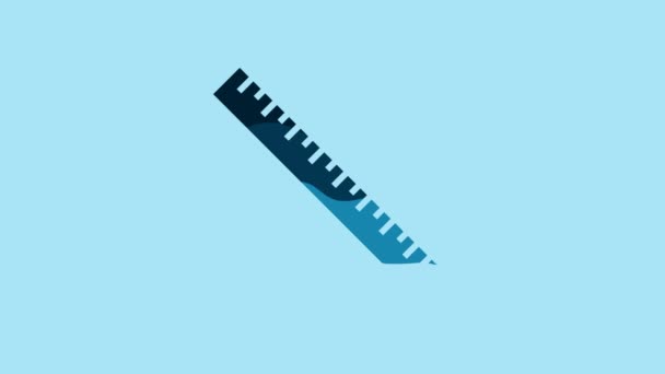 Blue Ruler icon isolated on blue background. Straightedge symbol. 4K Video motion graphic animation. - Filmati, video