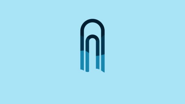 Blue Paper clip icon isolated on blue background. 4K Video motion graphic animation. - Video, Çekim