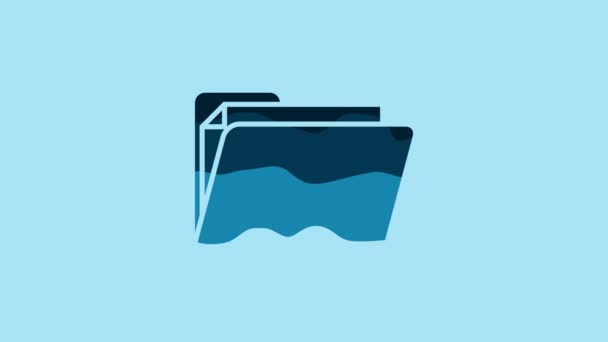 Blue Document folder icon isolated on blue background. Accounting binder symbol. Bookkeeping management. 4K Video motion graphic animation. - Кадры, видео