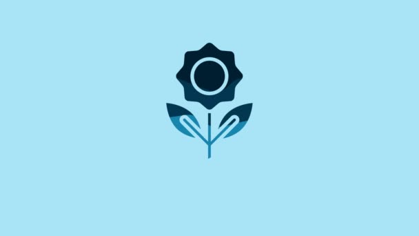 Blue Flower icon isolated on blue background. 4K Video motion graphic animation. - Πλάνα, βίντεο