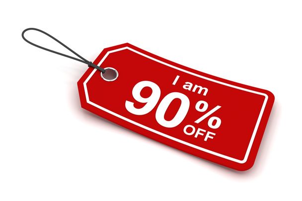 I am 90 percent off sale tag, 3d render - Фото, изображение